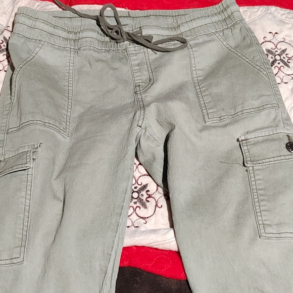 Light Sage Cargo Pants with Drawstring - Picture 5 of 6